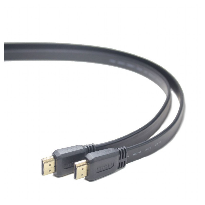 Кабель Cablexpert HDMI - HDMI V 2.0 (M/M), плоский, 1.8 м, чорний (CC-HDMI4F-6) пакет