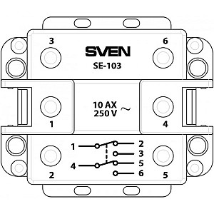 Вимикач SVEN Home SE-103 прохідний двополюсний одинарний прихованого типу білий