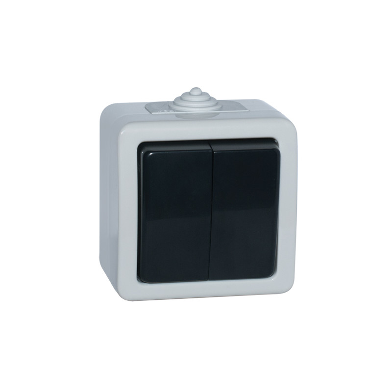 Вимикач SVEN Storm SE-72018 подвійний прохідний (перемикач) накладного типу сірий