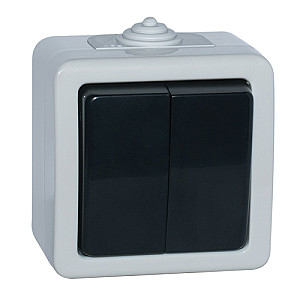 Вимикач SVEN Storm SE-72018 подвійний прохідний (перемикач) накладного типу сірий