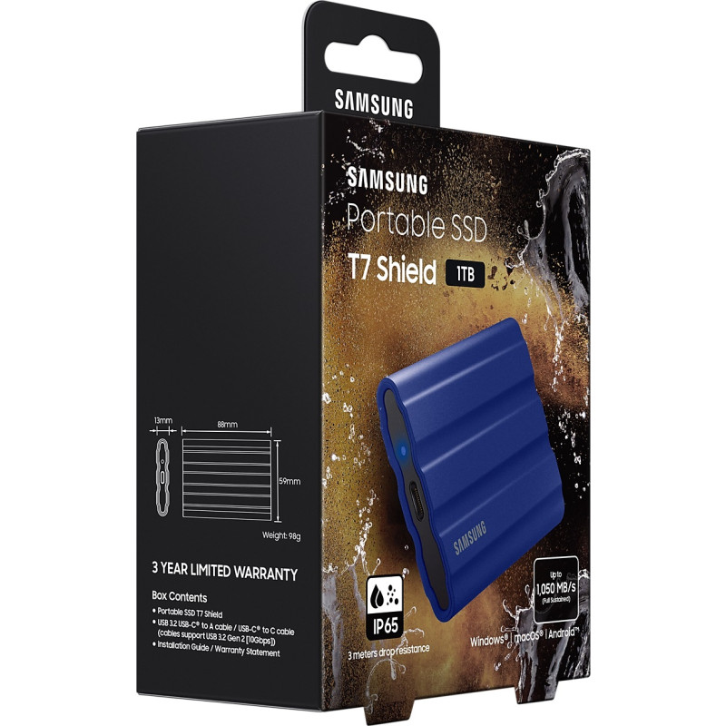 Накопичувач зовнішній SSD 2.5" USB 1.0TB Samsung T7 Shield Blue (MU-PE1T0R/EU)