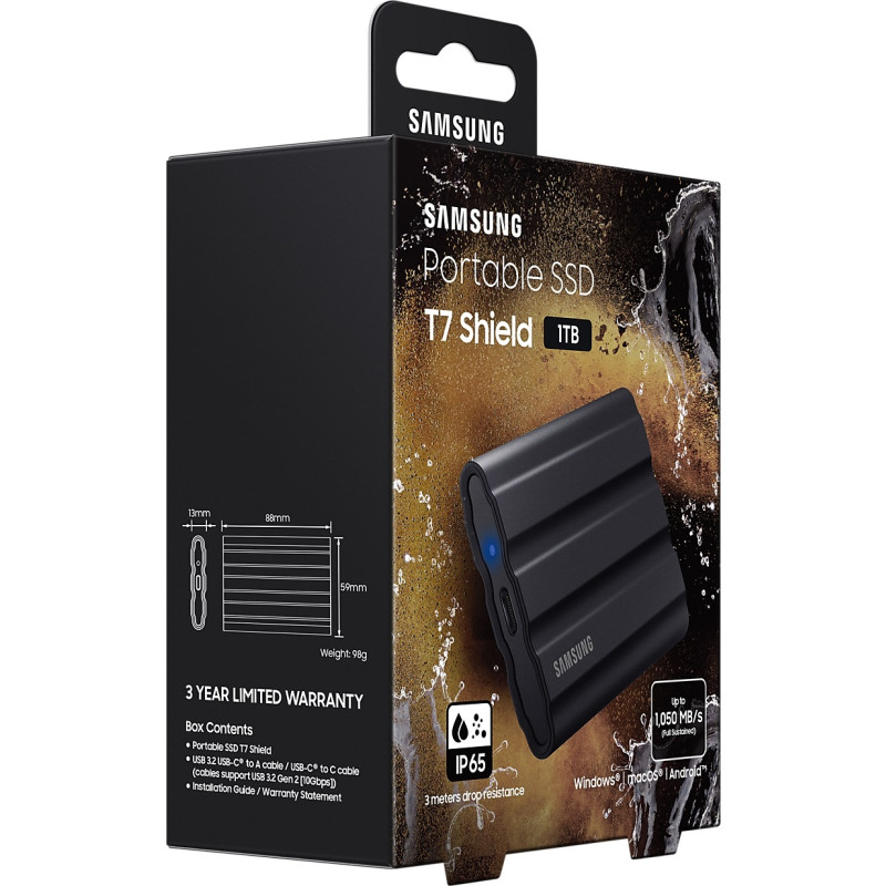 Накопичувач зовнішній SSD 2.5" USB 1.0TB Samsung T7 Shield Black (MU-PE1T0S/EU)