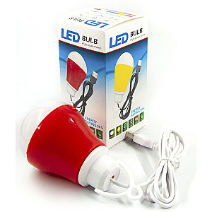 USB-світильник з LED-лампочкою Dengos, шнур ~1м, 5V, 5W, Red (LED-BULB-5V5W-RED)