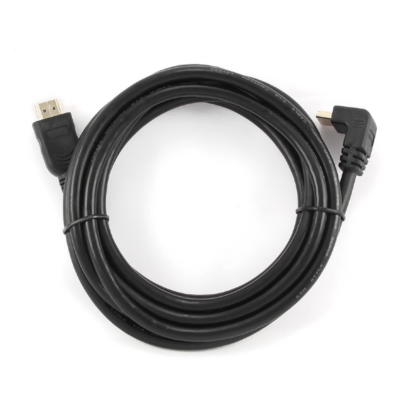 Кабель Cablexpert HDMI - HDMI V 1.4 (M/M), вилка/кутова вилка, 3 м, чорний (CC-HDMI490-10) пакет