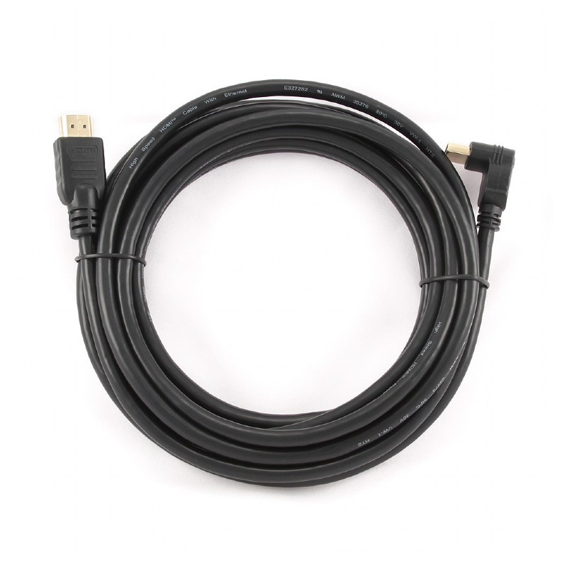 Кабель Cablexpert HDMI - HDMI V 1.4 (M/M), вилка/кутова вилка, 4.5 м, чорний (CC-HDMI490-15) пакет