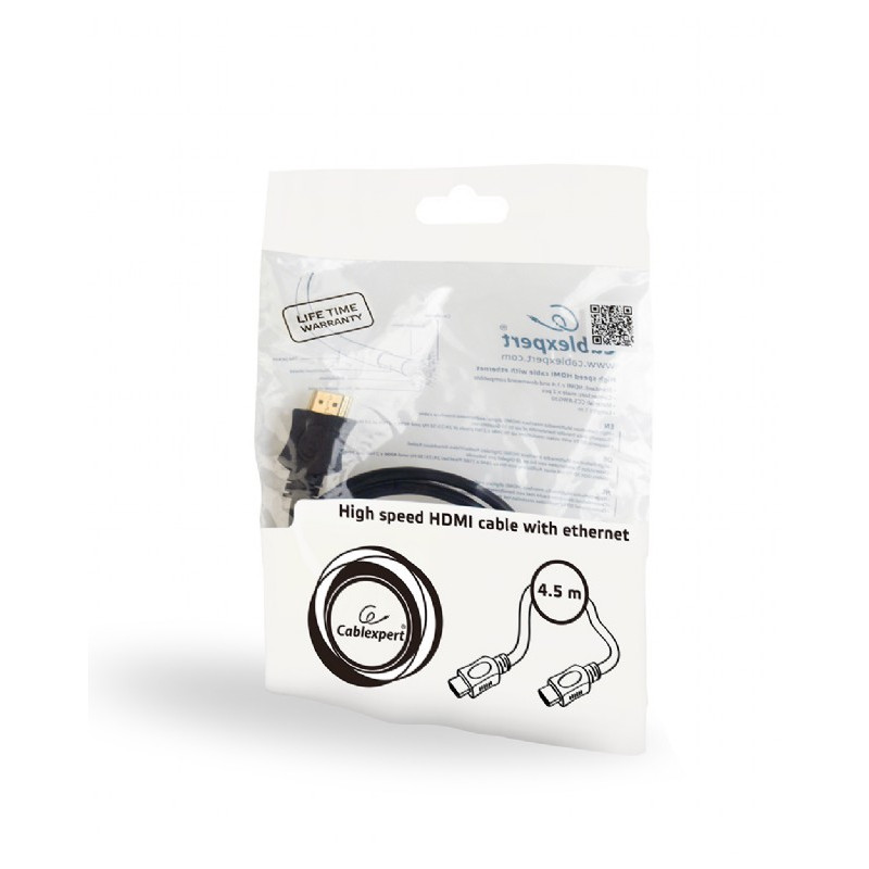 Кабель Cablexpert HDMI - HDMI V 1.4 (M/M), 4.5 м, чорний (CC-HDMI4L-15) пакет