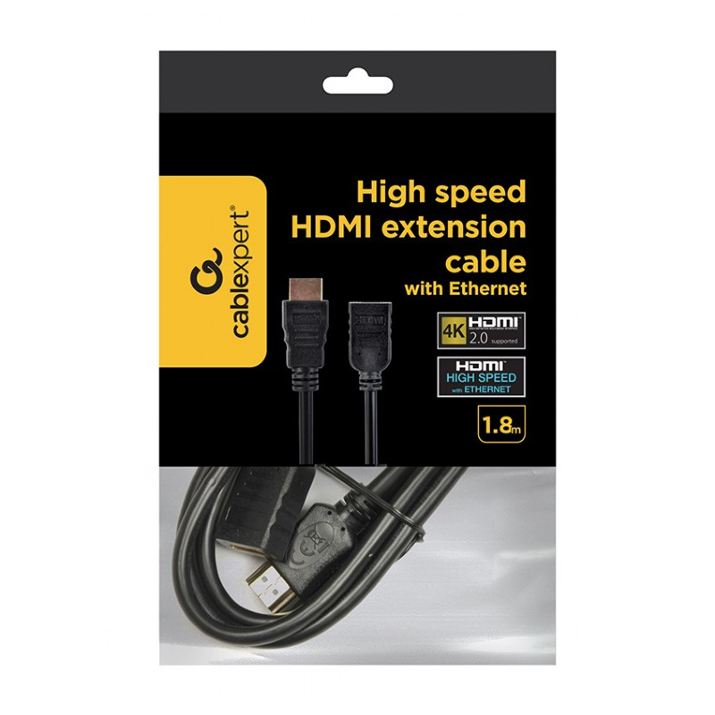 Кабель Cablexpert HDMI - HDMI (M/F), подовжувач, 1.8 м, чорний (CC-HDMI4X-6) пакет