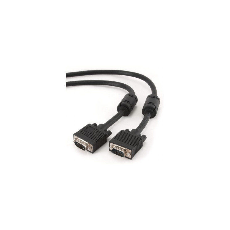 Кабель Cablexpert VGA - VGA (M/M), HD15, з 2-ма фер. кільцями, чорний, 15 м (CC-PPVGA-15M-B) пакет