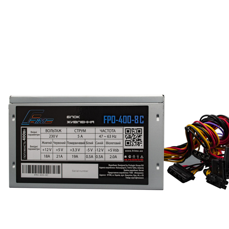 Блок живлення Frime FPO-400-8C_OEM (без кабелю живлення)