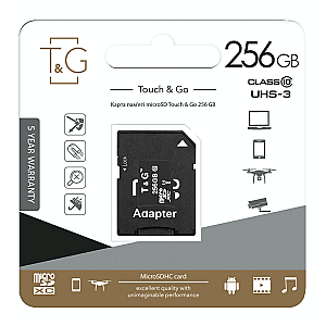 Карта пам`ятi MicroSDXC 256GB UHS-I U3 Class 10 T&G + SD-adapter (TG-256GBSD10U3-01)