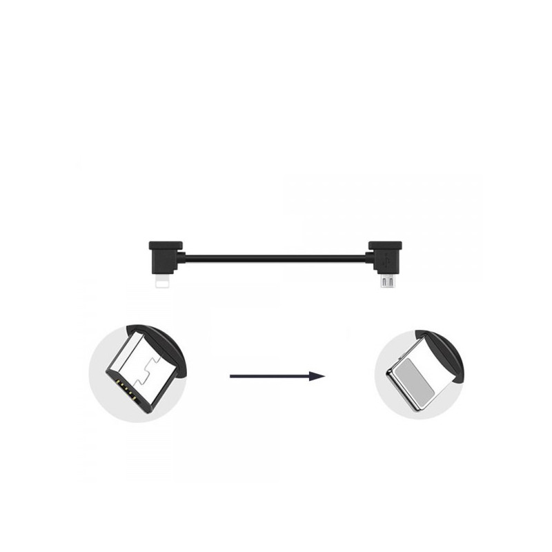 Кабель Goojodoq MicroUSB-Lightning PVC для пульта DJI Mavic 2 Pro / Pro / Platinum / Air / Mini / Mini SE / Zoom 0.15m Black (32866812366P15ML)