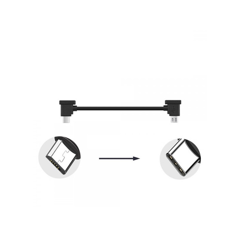 Кабель Goojodoq MicroUSB-Type-C PVC для пульта DJI Mavic 2 Pro/Pro / Platinum / Air / Mini/Mini SE / Zoom 0.3m Black (32866812366P30MT)