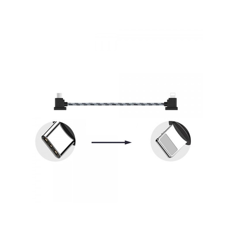 Кабель Goojodoq Type-C-Lightning Nylon для пульта RC-N1 DJI Mavic 3 / Air 2 / 2S / Mini 2 / Mini 3 Pro 0.15m Black (32866812366N115TL)