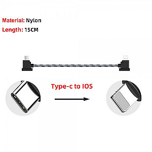 Кабель Goojodoq Type-C-Lightning Nylon для пульта RC-N1 DJI Mavic 3 / Air 2 / 2S / Mini 2 / Mini 3 Pro 0.15m Black (32866812366N115TL)