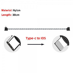 Кабель Goojodoq Type-C-Lightning Nylon для пульта RC-N1 DJI Mavic 3 / Air 2 / 2S / Mini 2 / Mini 3 Pro 0.3m Black (32866812366N130TL)