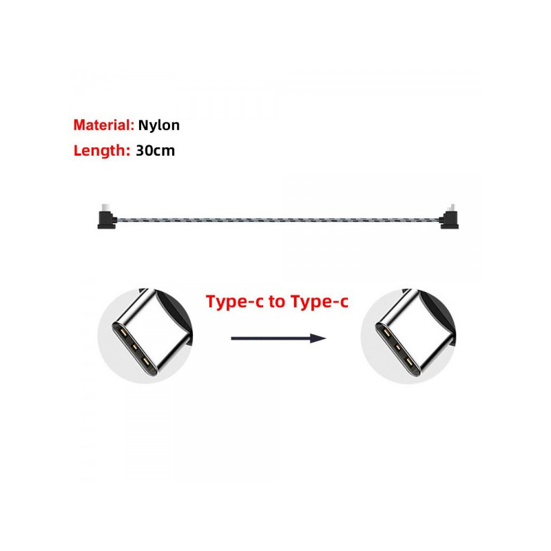 Кабель Goojodoq Type-C-Type-C Nylon для пульта RC-N1 DJI Mavic 3 / Air 2 / Air 2S / Mini 2 / Mini 3 Pro 0.3m Black (32866812366N130TT)
