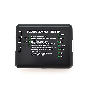 Тестер для діагностики блока живлення Voltronic (YT-PSDT 4/6/8/20/24/R/S/04433) 4pin/6pin/8pin/20pin/24pin/Floppy/SATA, Blister