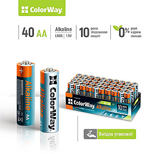 Батарейка ColorWay Alkaline Power AA/LR06 Colour Box 40шт