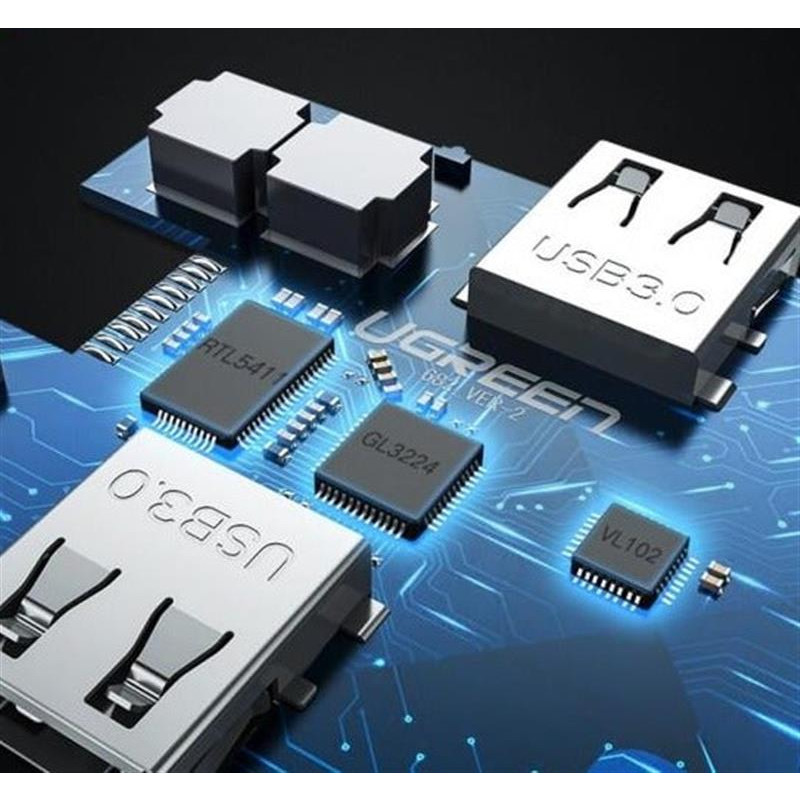 Концентратор USB Type-C Ugreen CM136 3xUSB 3.0 + HDMI + 3.5 мм, Gray (80132)