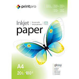 Фотопапір PrintPro глянцевий 180г/м2 A4 20арк (PGE180020A4)