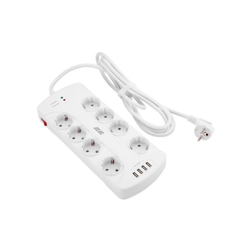 Мережевий фільтр 2E 8хSchuko, 3 м (2E-SP815M3USBWH)