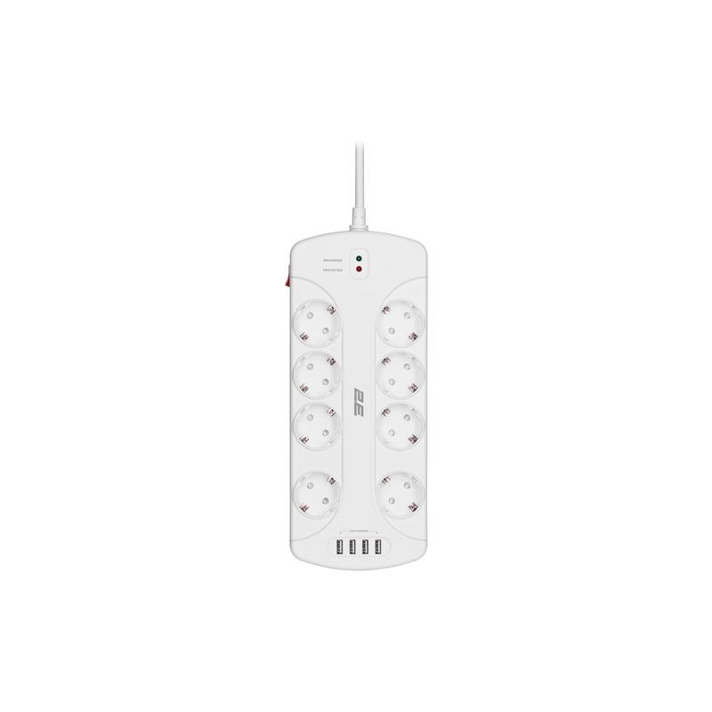 Мережевий фільтр 2E 8хSchuko, 3 м (2E-SP815M3USBWH)