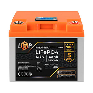 Акумуляторна батарея LogicPower 12V 50 AH (640Wh) для ДБЖ з LCD (BMS 50A/25A) LiFePO4