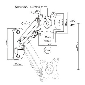 Кронштейн Gembird MA-WA1-01 (VESA100х100)