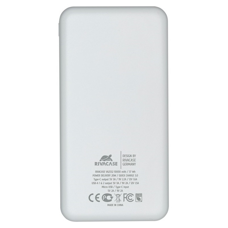 Універсальна мобільна батарея Rivacase Rivapower 10000mAh White (VA2532)