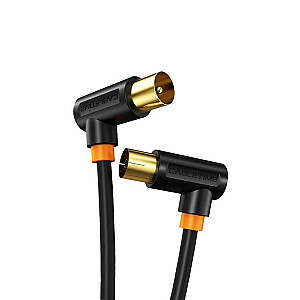 Кабель Cabletime Телевізійний, 3m, Г-подібний 90 градусів Male to Female, 75OHM, Black (CF34N)