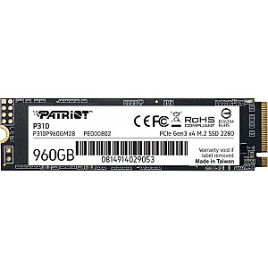 Накопичувач SSD  960GB Patriot P310 M.2 2280 PCIe NVMe 3.0 x4 TLC (P310P960GM28)