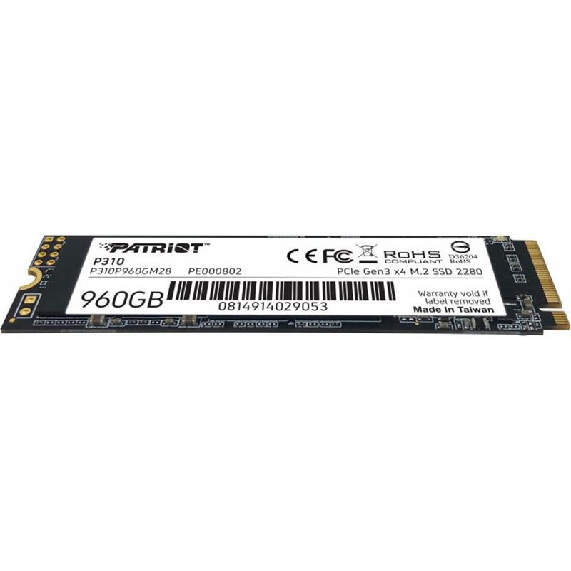 Накопичувач SSD  960GB Patriot P310 M.2 2280 PCIe NVMe 3.0 x4 TLC (P310P960GM28)