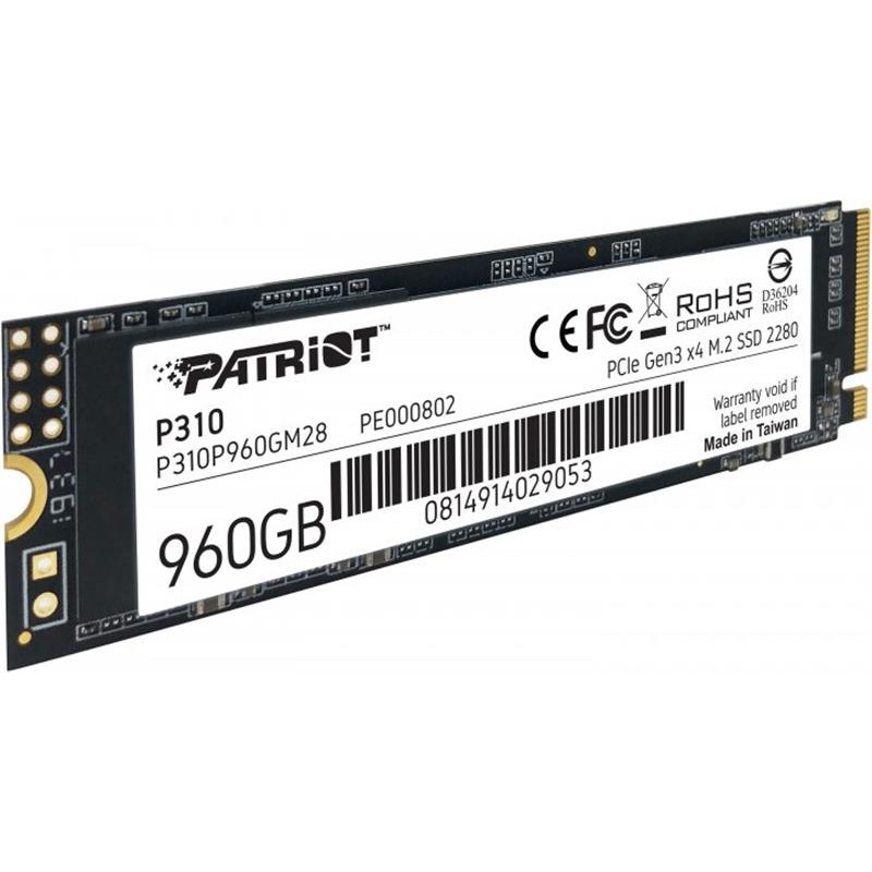 Накопичувач SSD  960GB Patriot P310 M.2 2280 PCIe NVMe 3.0 x4 TLC (P310P960GM28)