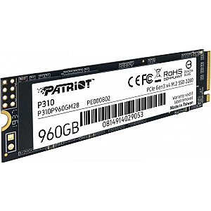 Накопичувач SSD  960GB Patriot P310 M.2 2280 PCIe NVMe 3.0 x4 TLC (P310P960GM28)