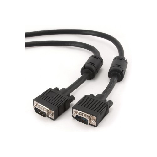 Кабель Cablexpert VGA - VGA (M/M), HD15, з 2-ма фер. кільцями, чорний, 15 м (CC-PPVGA-15M-B) пакет