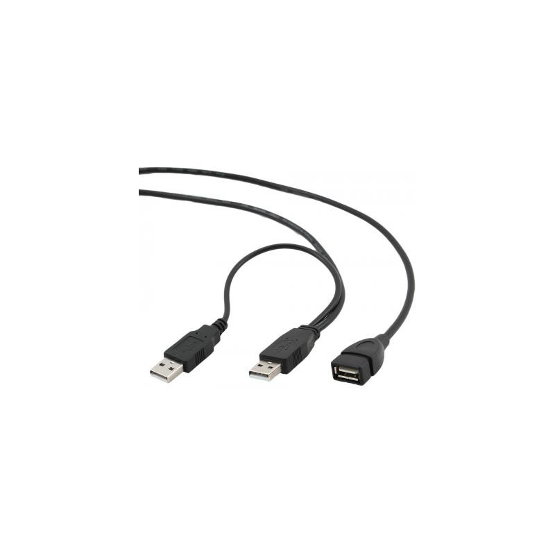 Кабель Gembird USB - 2xUSB V 2.0 (F/M), 0.9 м, чорний (CCP-USB22-AMAF-3)
