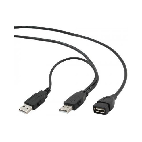 Кабель Gembird USB - 2xUSB V 2.0 (F/M), 0.9 м, чорний (CCP-USB22-AMAF-3)
