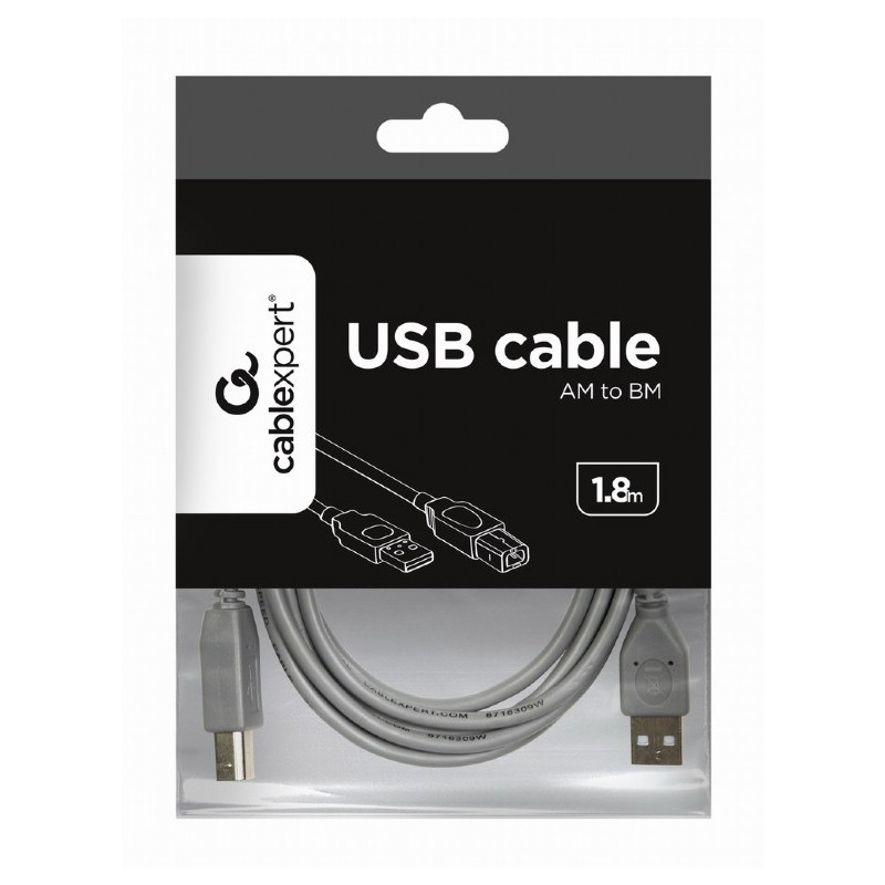 Кабель Cablexpert USB - USB Type-B V 2.0 (M/M), 1.8 м, сірий (CCP-USB2-AMBM-6G)