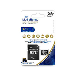 Карта пам`ятi MicroSDHC 128GB UHS-I Class 10 MediaRange R80/W10MB/s + SD-adapter (MR945)