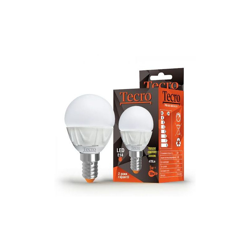 Лампа світлодіодна Tecro 5W E14 3000K (PRO-G45-5W-3K-E14)