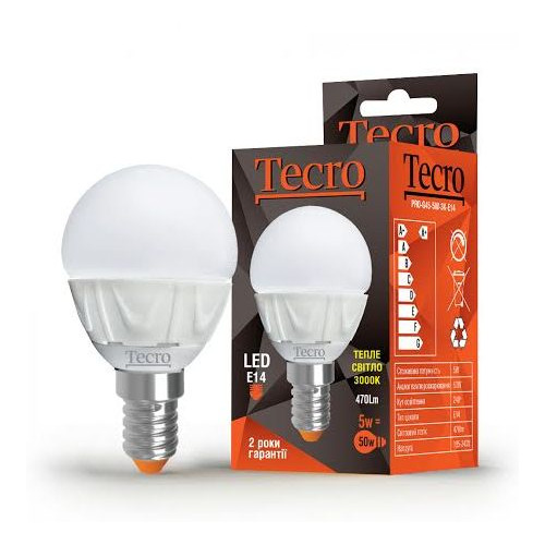 Лампа світлодіодна Tecro 5W E14 3000K (PRO-G45-5W-3K-E14)