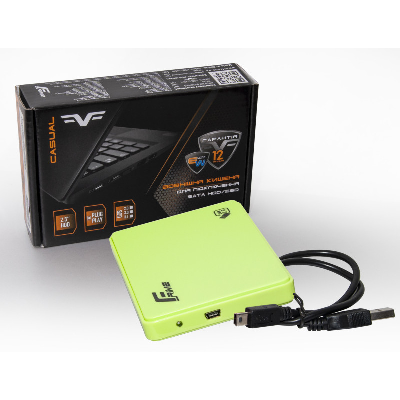 Зовнішня кишеня Frime SATA HDD/SSD 2.5", USB 2.0, Plastic, Green (FHE14.25U20)
