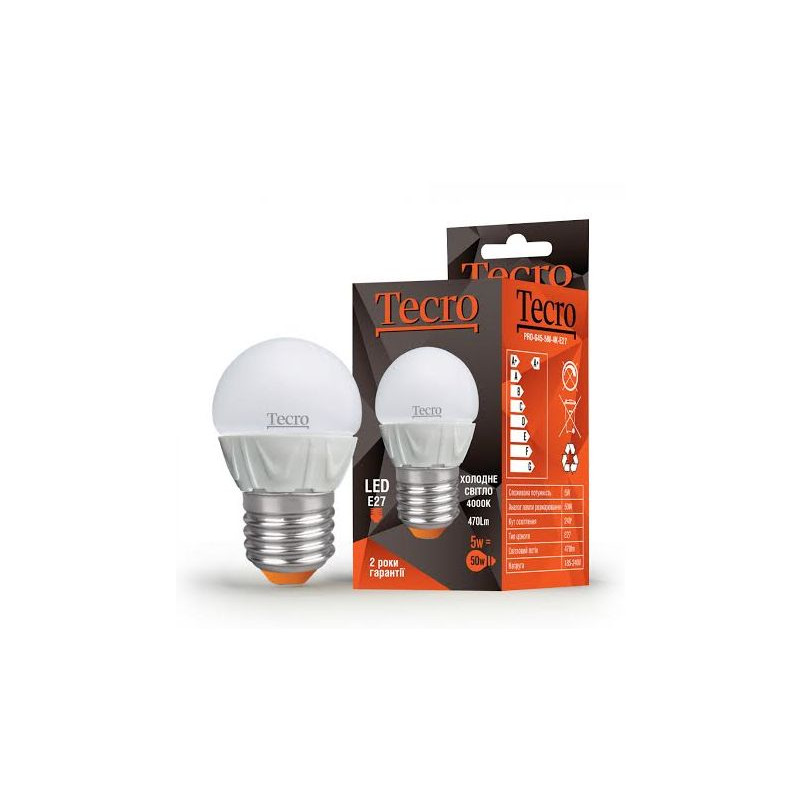 Лампа світлодіодна Tecro 5W E27 4000K (PRO-G45-5W-4K-E27)