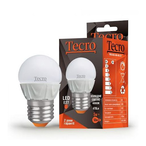 Лампа світлодіодна Tecro 5W E27 4000K (PRO-G45-5W-4K-E27)
