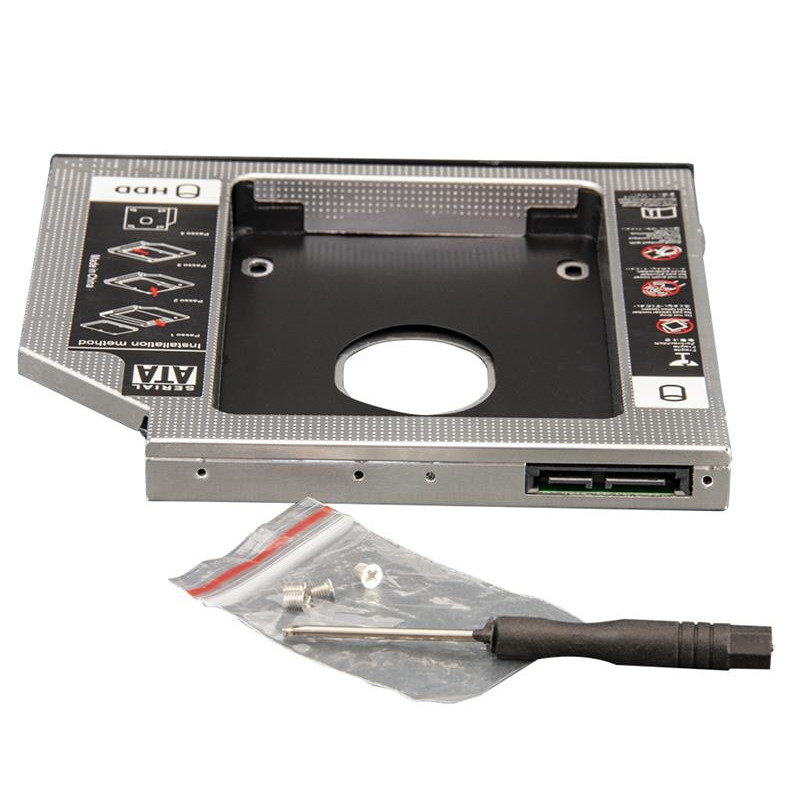 Переходнік Frime для установки 2.5" SSD/HDD у відсік приводу 12.7мм Black/Silver (FHDC127M)