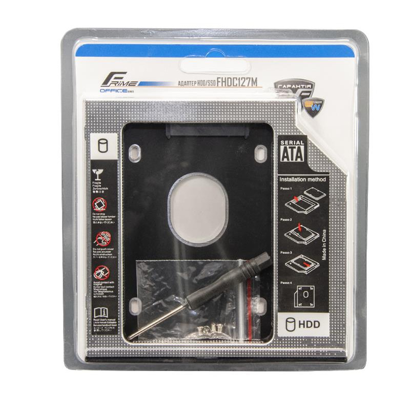 Переходнік Frime для установки 2.5" SSD/HDD у відсік приводу 12.7мм Black/Silver (FHDC127M)