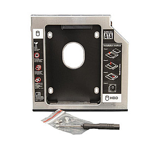 Переходнік Frime для установки 2.5" SSD/HDD у відсік приводу 9.5мм Black/Silver (FHDC950M)