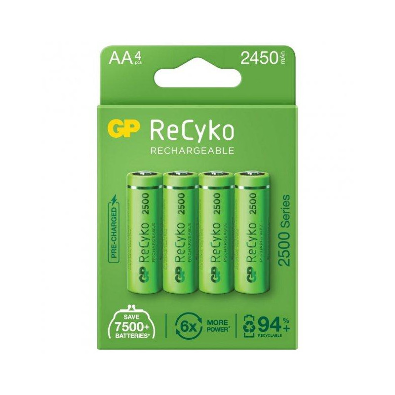 Акумулятори GP Recyko 2500 (GP250AAHC-2EB4) AA/HR06 NI-MH 2450 mAh BL 4 шт