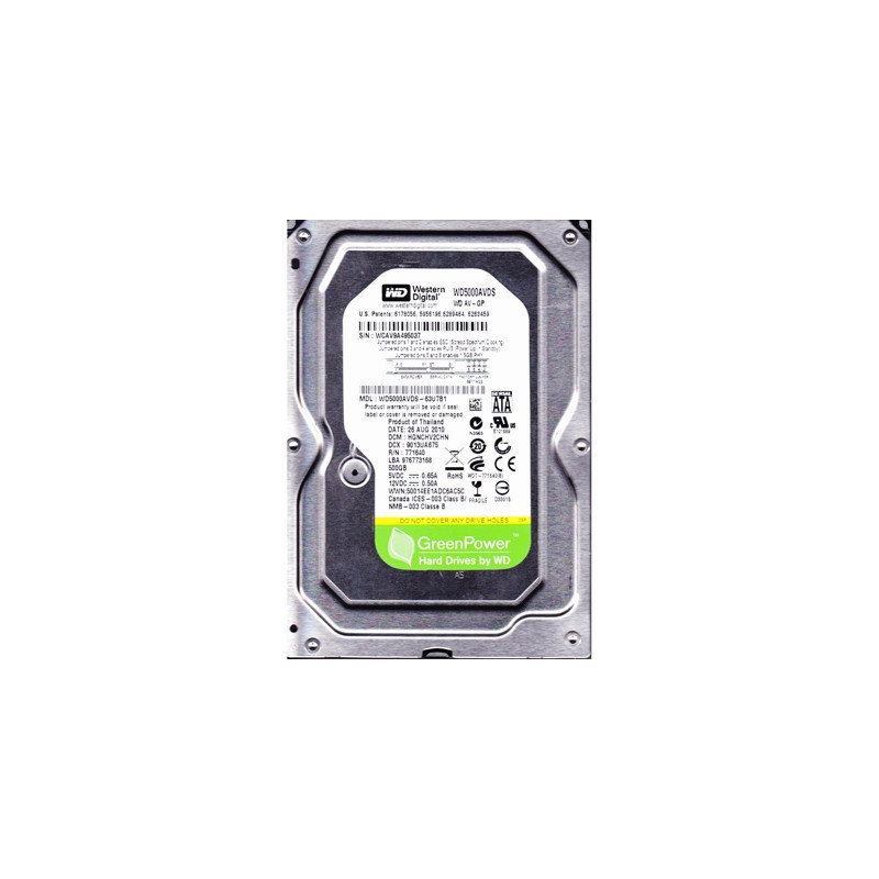 Накопичувач HDD SATA  500GB WD AV-GP 32MB (WD5000AVDS) Refurbished