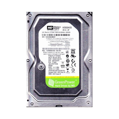 Накопичувач HDD SATA  500GB WD AV-GP 32MB (WD5000AVDS) Refurbished